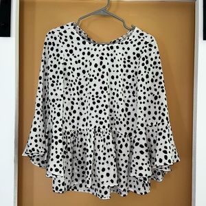 Polka dot black and white blouse